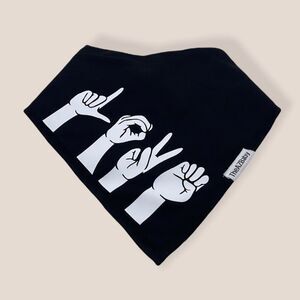 NWT Wool + Pepper Co. LOVE Sign Language Baby Bandana Bib